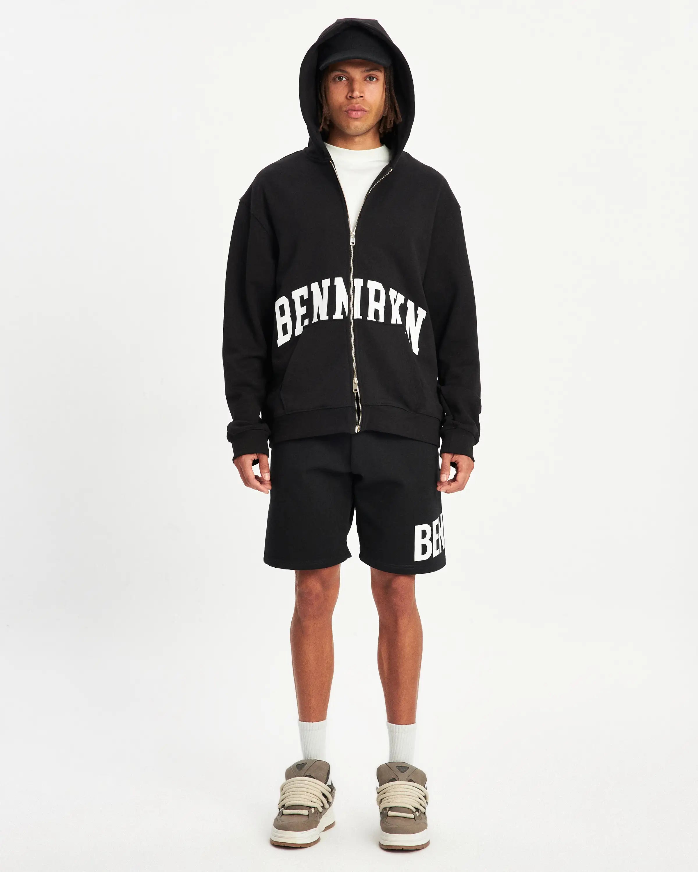 COLLEGE ZIP UP HOODIE - MIDNIGHT BLACK