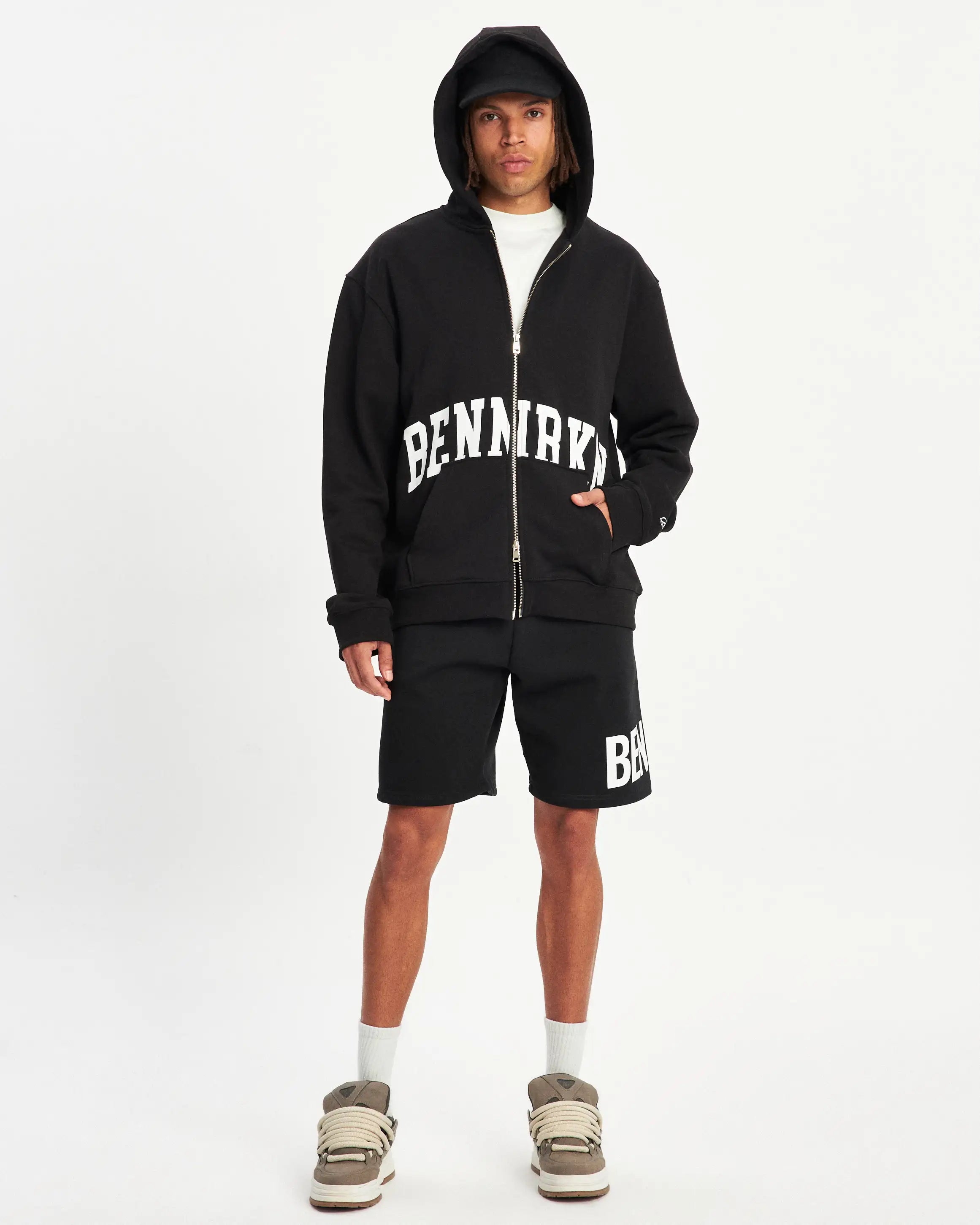 COLLEGE ZIP UP HOODIE - MIDNIGHT BLACK