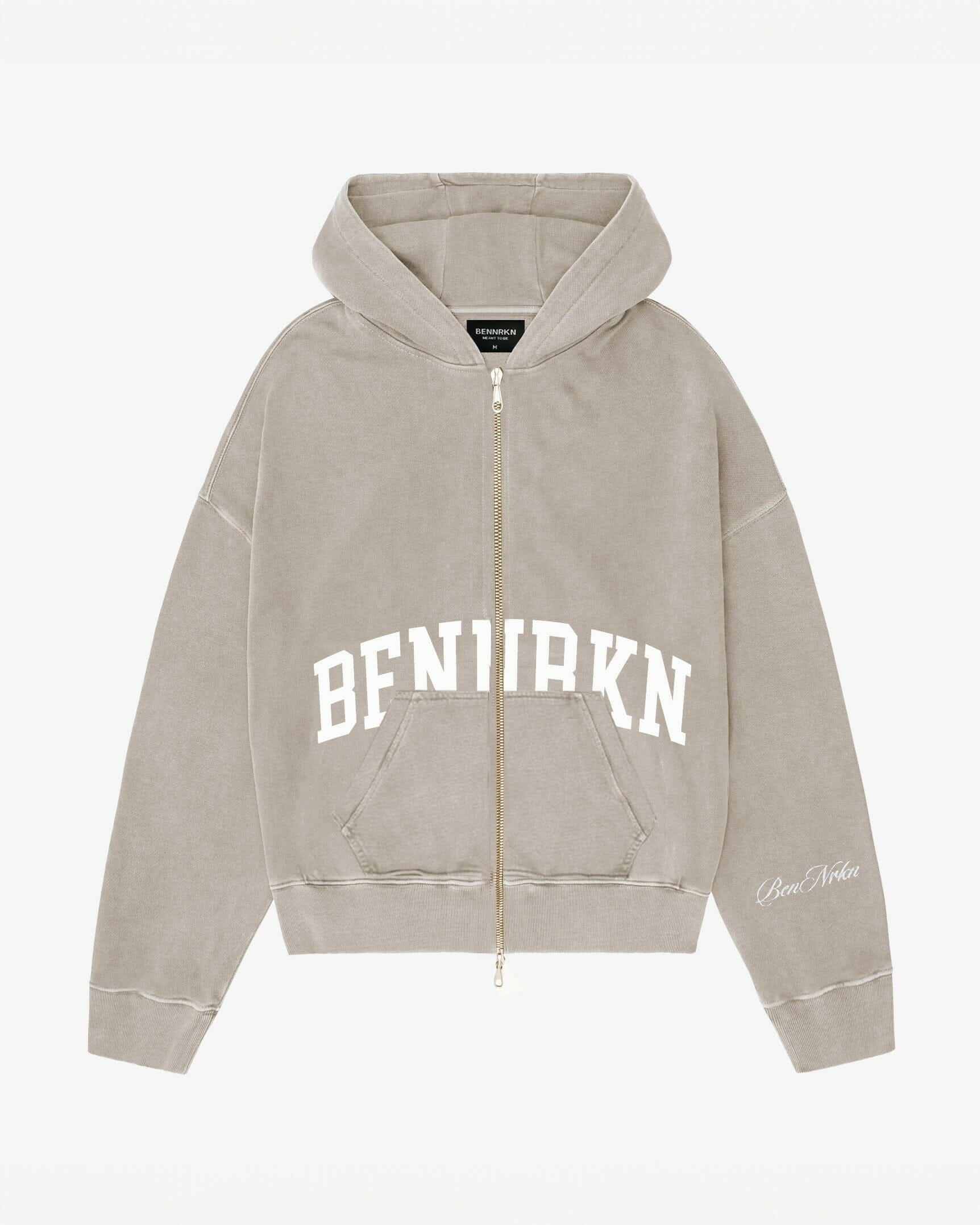 COLLEGE ZIP UP HOODIE - LIGHT TAUPE BENNRKN 