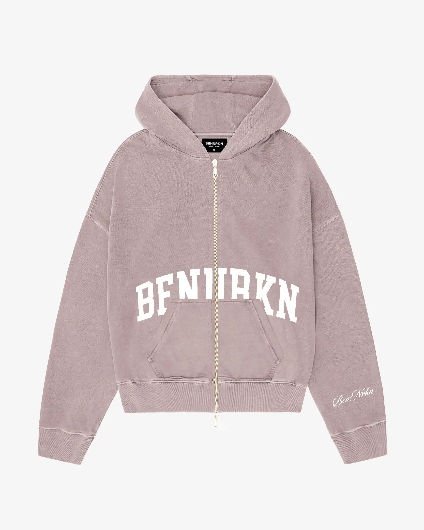 COLLEGE ZIP UP HOODIE - FOG